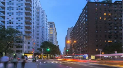 Timelapse Traffic At Sunset On Broadway
