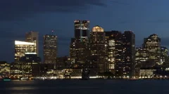 Time Lapse Close Up Pan Shot Slow Boston Skyline At Twilight