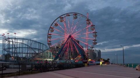 4K Timelapse Daytona Beach Rollercoaster Zoom Out