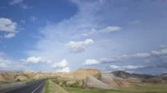 4K Time Lapse Pan And Tilt Shot Badlands Colorful Yellow Mounds