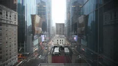 Manhattan Street View With Skyscrapers, Pedestrian And Busy Traffic