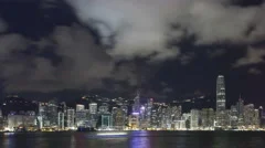 4K Time Lapse Pan Shot Hong Kong Skyline At Nighttime
