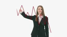 Red sales statistic prensented by business woman