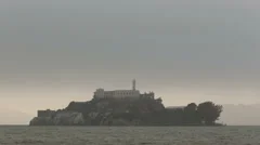 4K Time Lapse Zoom Out Alcatraz Island In Fog