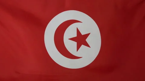 Tunisia Flag Real Fabric Close Up 4K