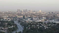 4K Timelapse Zoom Out Los Angeles Skyline At Dusk