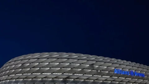 4K Time Lapse Twilight Munich Soccer Arena Zoom-Out (Editorial)