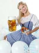 Oktoberfest Girl Cheers With Beer Mug