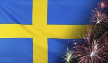 Sweden Flag Firework real fabric
