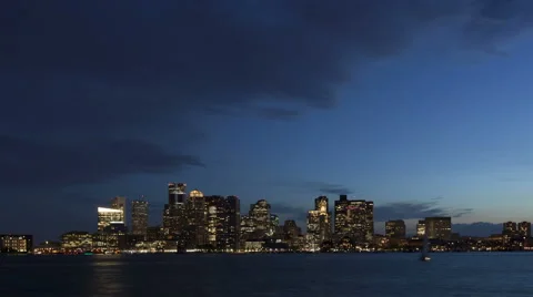 4K Time Lapse Boston Skyline At Twilight