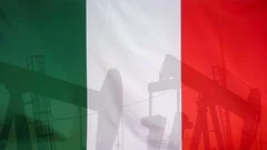 Italy Flag Slow Motion Oil Production Concept