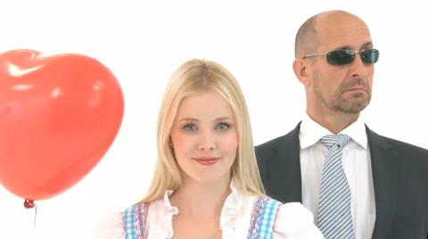 Bodyguard Protecting Woman Making Expressions
