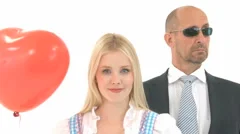 Bodyguard Protecting Woman Making Expressions