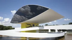 4K Time Lapse Niemeyer Museum Curitiba Zoom Out