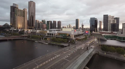4K Time Lapse Zoom Inmelbourne Waterfront Fireshow Sunset