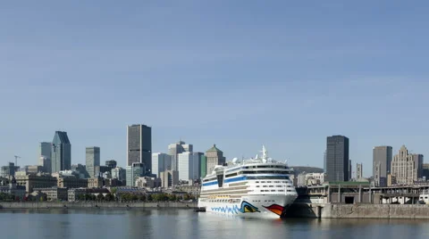 4K Time Lapse Cruise Ship Montreal City Skyline