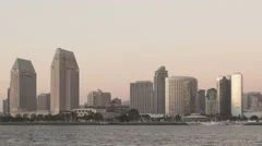 4K Time Lapse Zoom Out San Diego Skyline Sunset