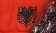 Albania Flag Firework real fabric