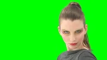 Woman with greenscreen and alpha matte