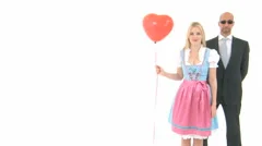 Woman With Bodyguard And A Red Ballon