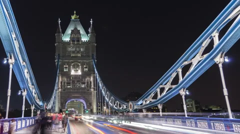 4K Time Lapse Tower Bridge London Traffic At Night