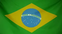 Slowmotion Real Textile Flag Of Brasil
