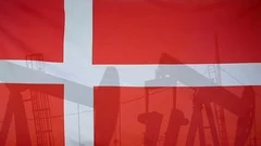 Denmark Flag Slow Motion Oil Production Concept