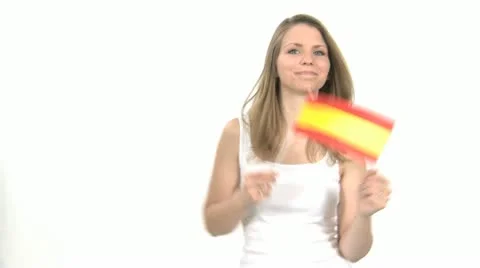 Woman Dances With Spanish Flag