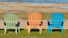 Time Lapse Shadow Passing Row Of Chairs
