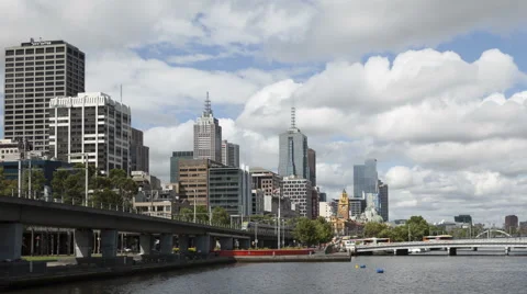 4K Time Lapse Melbourne Yarra River Downtown