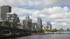 4K Time Lapse Melbourne Yarra River Downtown