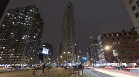 4K Time Lapse Flatiron Building New York At Night