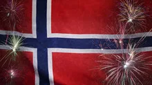 Norway Flag Firework Grunge Concept real fabric