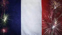 France Flag Firework Grunge Concept real fabric