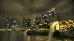 Timelapse Merlion With Skyline