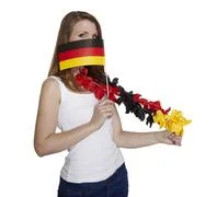  Woman Hides Her Face Behind A Flag Of Germany