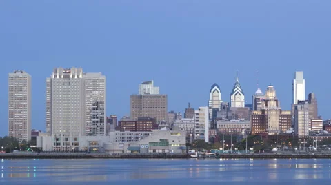 4K Time Lapse Close Up Philadelphia Skyline At Dawn