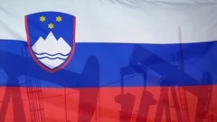 Slovenia Flag Slow Motion Oil Production Concept