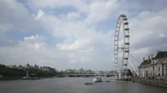 4K Time Lapse Zoom In London Eye At River Thames