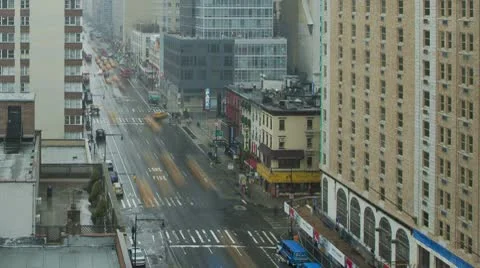 Timelapse Traffic On A Rainy Day On 8Th Ave