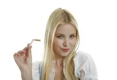Woman Breaks Cigarette