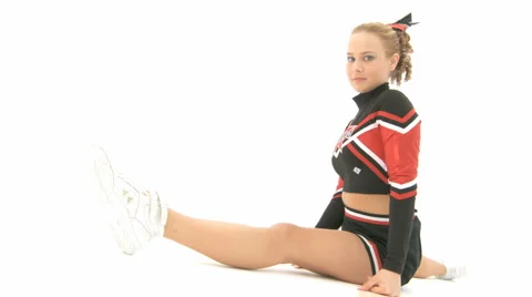 Cheerleader Shows Split Position With Air Kiss