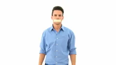 Man With Tape Over Mouth