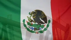 Mexico Flag Slow Motion Oil Production Concept