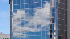 Cloud Reflection 4K Timelapse Close Up On Skyscraper Mirror Glass