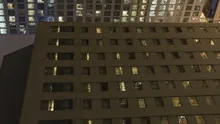 Time lapse rotation move of aerial traffic intersection at night
