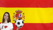 Spain Flag with female soccer fan