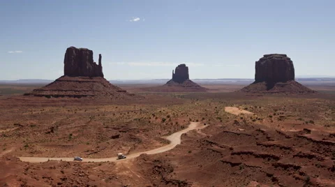 4K Time Lapse Zoom Out Monument Valley Under The Blue Sky