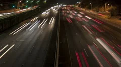 4K Time Lapse Zoom Out Freeway Light Trails At Night