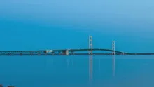 Time lapse Sunset Mackinac Bridge, Michigan, USA